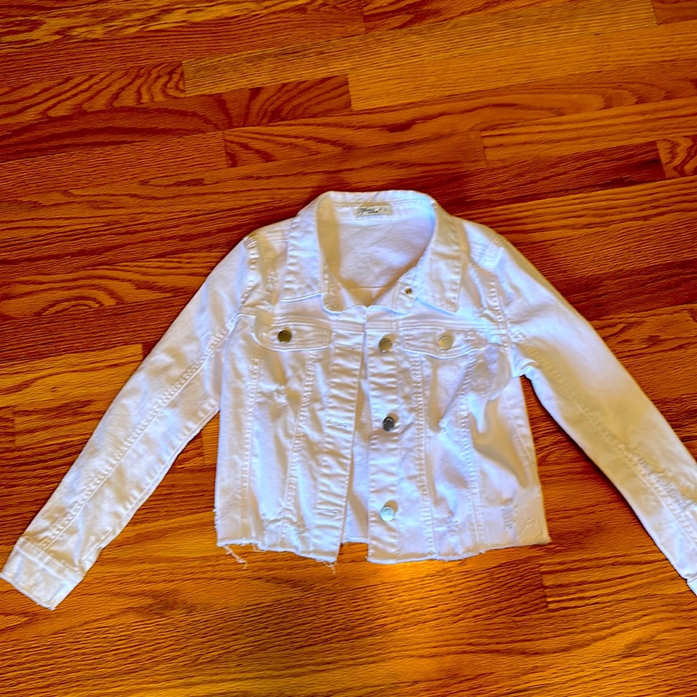 Pinc premium white distressed denim jacket